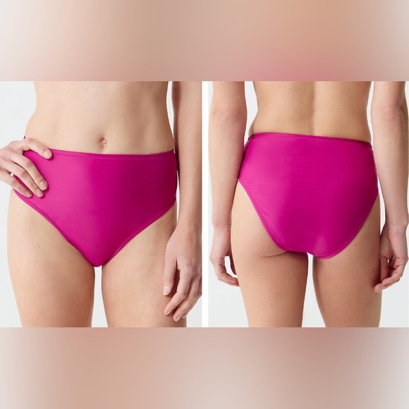NWT J. Crew Hallie High Waisted Bikini Bottom in Magenta Orchid Pink Size Small. - Picture 1 of 14